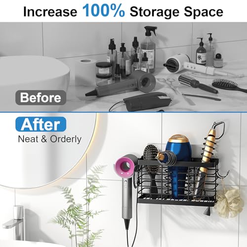 Sevenblue Hair Tool Organizer, 2026 Upgraded 3-in-1 Universal Hair Dryer Holder, Adjustable Height Metal Blow Dryer Holder...