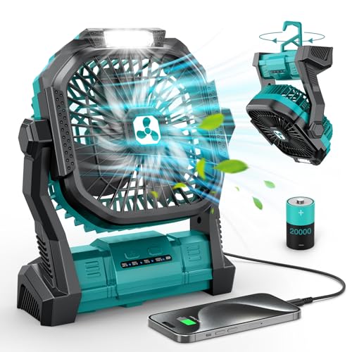 ONLYNEW Portable Fan Rechargeable, 20000mAh Cordless Battery Powered Fan with LED Lantern, USB C Battery Operated for Trav...