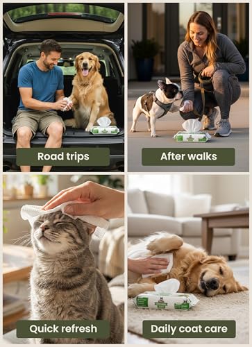 Pogi’s Dog Grooming Wipes – Hypoallergenic Pet Wipes for Paws, Body & Butt – Cleaning & Hydrating, Fragrance Free, 100-Count