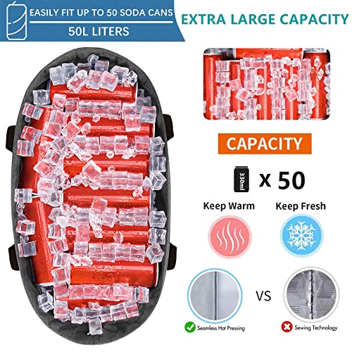 LHZK Jumbo Cooler Bag, Collapsible Leakproof Insulated Bag with Zipper & Handles, Soft Insulated Grocery Bags for Shoppin...