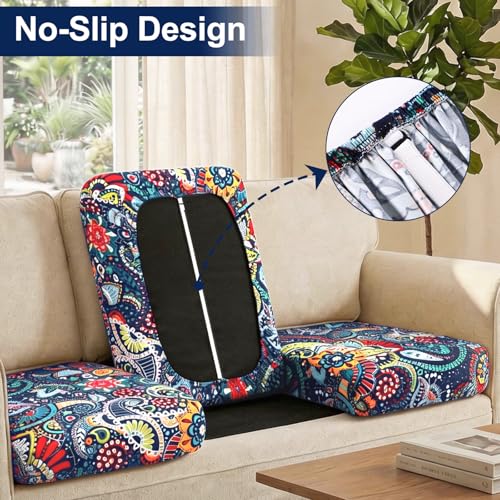 Smiry Waterproof Patio Cushion Covers, Stretch Outdoor Couch Slipcovers Replacement Washable Furniture Protector Sofa Chai...