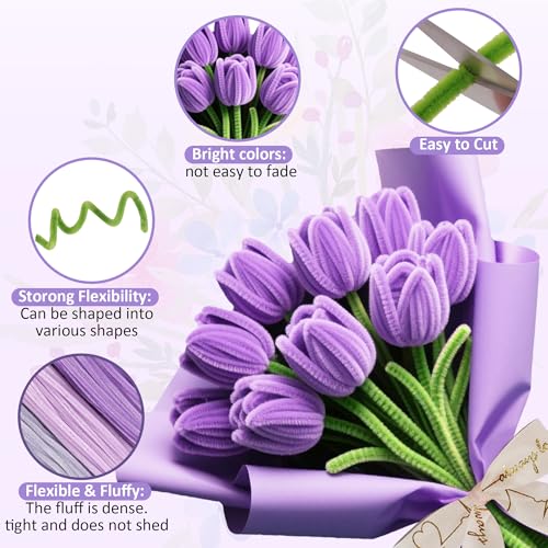 EARLY MINDS 500 Pcs Pipe Cleaners Craft Kit for Flower Making, Complete DIY Bouquet Set with Chenille Stems, Craft Wire, S...