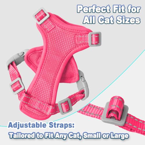 Cat Harness and Leash Set Escape Proof for Kitten Walking, Soft Adjustable Top Handle Vest Harnesses for Cats, Easy Contro...