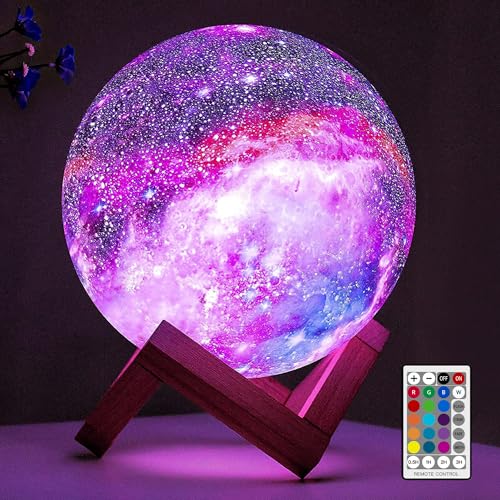 BRIGHTWORLD Moon Lamp Galaxy Lamp 5.9 inch 16 Colors LED 3D Moon Light, Remote & Touch Control Moon Night Light Gifts for ...