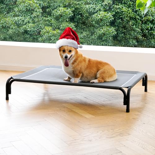 Elevated Dog Bed Raised Outdoor Dog Cot for Medium Dogs, Installation Requires No Tools, Frame with Washable Cooling Breat...