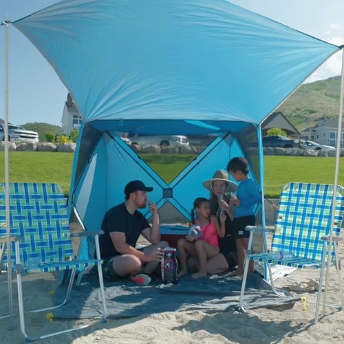Night Cat Pop-up Beach Tent: 3 4 Persons Beach Shelter with Canopy and Footprint, UPF 50+ UV Protection Backyard Camping O...