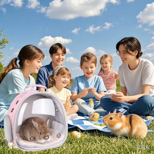 Portable Small Animal Backpack Travel Breathable Pet Carrier Bag Cages for Guinea Pig, Rabbit, Bearded Dragon, Squirrel, T...