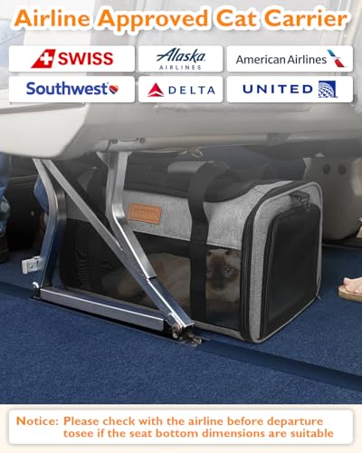 PETUX Airline Approved Pet Carrier - 17x11x9.5 in, Underseat, Top & Side Entry, Soft Sided Cat Dog Carrier for Small Cat &...