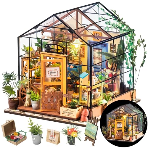 Rolife DIY Miniature Greenhouse Kit, Tiny/Mini House Making Kit with Furniture for Adults, Furniture, Halloween/Christmas ...