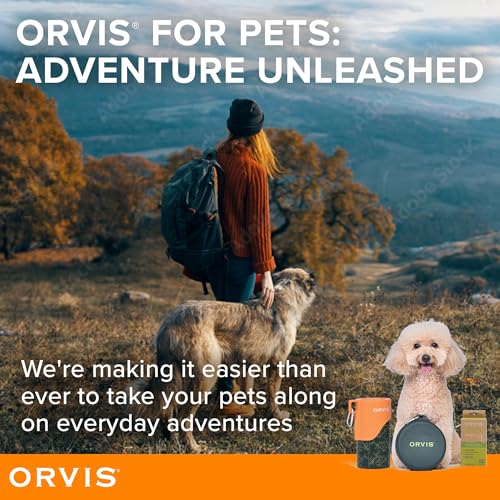 Orvis Dog Travel Water Bottle, 25oz Capacity | Portable Pet Waterer with Built-in Bowl | Stainless Steel, High Visibility ...