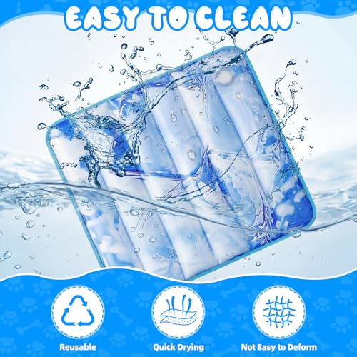 Chunful 4 Pack Dog Cooling Mat Water Injection Pet Cooling Mat for Dogs Cats with Storage Bags Washable and Foldable Pet P...