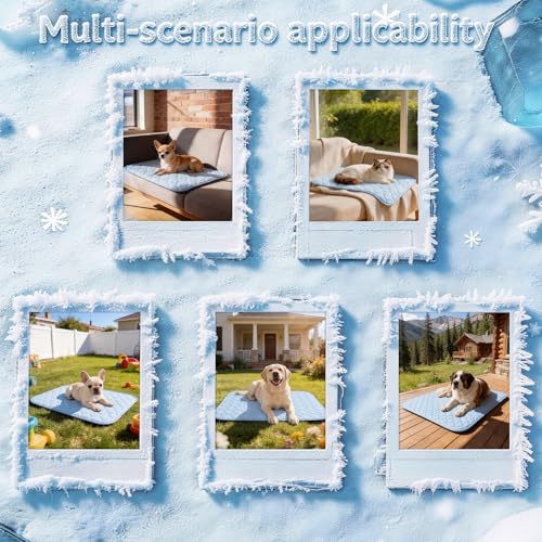 QOKO Dog Cooling Mat for Large Dogs, Long-Lasting Cool Pad for Dogs Outdoor & Indoor Use with Ice Silk Fabric & Waterproof...