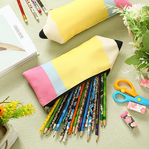 Kisston 6 Pcs Teacher Appreciation Gift Pencil Shaped Case Bulk Pencil Case Kawaii Pouch Portable Bag with Zipper Cute Pen...