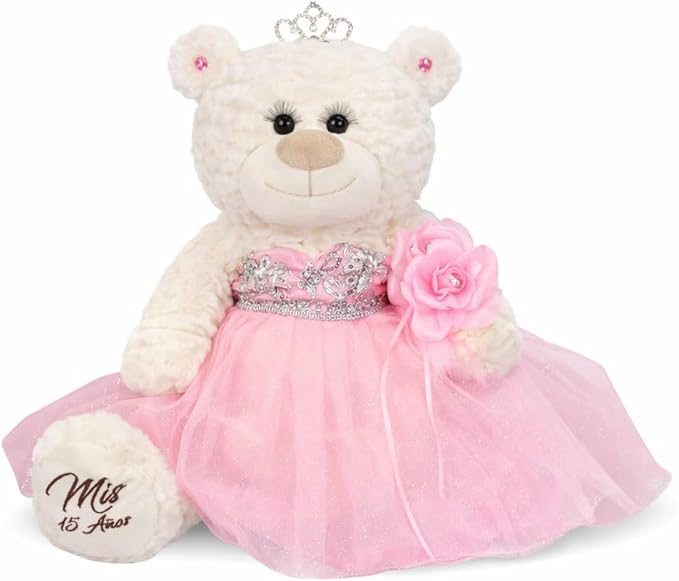 KINNEX COLLECTIONS SINCE 1997 Classic Size Quinceañera Bear with Elegant Dress – Gift-Ready Keepsake and Centerpiece Decor...