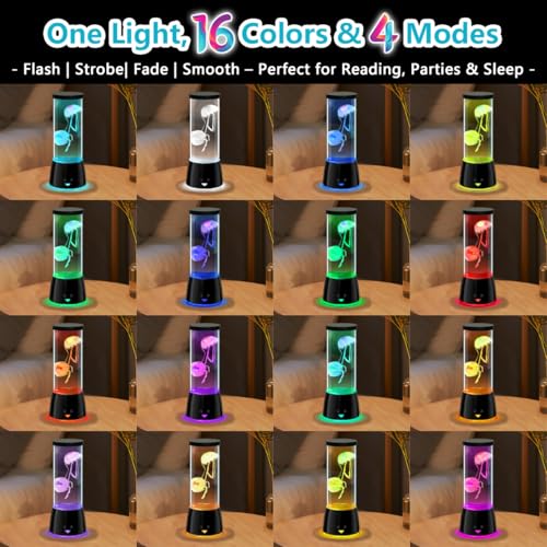 LEDHOLYT Cool Jellyfish Lamp – Remote Dimmable Control Multi & 17 Color Changing Mood Light – Gifts for Kids,Holiday Gift ...