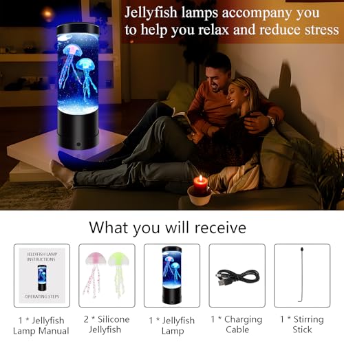 Jellyfish Lamp,7 Color Changing Night Light,USB/Battery Jelly Fish Light Lamp,Aquarium Light Desk Lamp for Home Room Bedro...