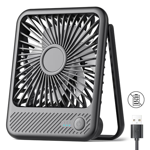 Koonie USB Desk Fan, Strong Wind Ultra Quiet Small Personal Fan with 180° Tilt Folding and 3 Speeds Adjustable, USB-C Cord...