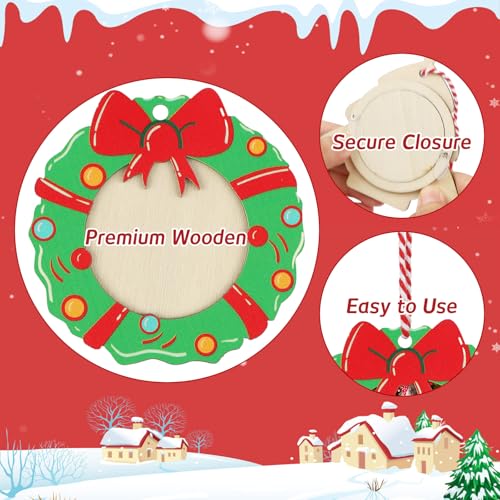 Christmas Wooden Photo Frame Ornaments - Easy to Load, Strong & Cute DIY Picture Frames for Christmas Tree, Perfect Keepsa...