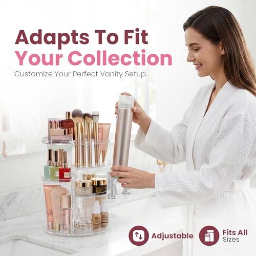 Masirs 360 Rotating Makeup Organizer Countertop - Adjustable Shelf Height - The Perfect Round Spinning Cosmetic Organizer ...