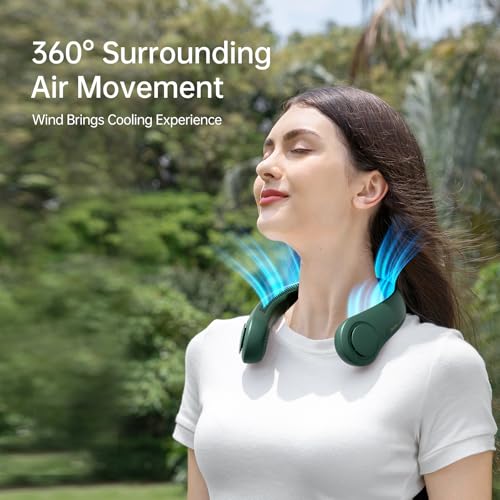 JISULIFE Portable Neck Fan, Hands Free Bladeless Fan, 5 Speeds, 4000 mAh Battery Operated Wearable Personal Fan, Twistabl...