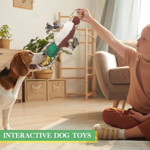 Letsmeet Lesmeet Upgraded Duck Dog Toys Puppy Toys with Crinkle Paper and Squeaker, Interactive Tug of War Dog Toy for Sma...