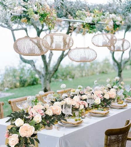 Lvydec 2 Pack Artificial Peony Flower Garland - 6ft Silk Peony Vine Willow Leaves Garland Champagne Arch Flower Vine for W...