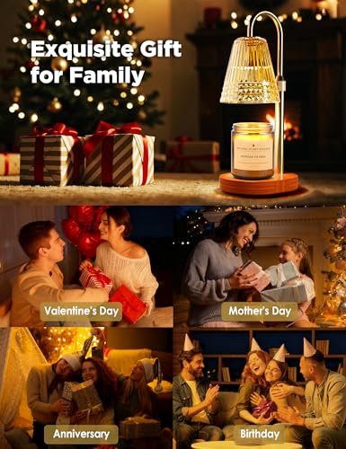 TATAANTY Candle Warmer Lamp with Timer Dimmable, Height-Adjustable Candle Warmer with 2 Bulbs, Melt Wax Warmer Lamp, House...