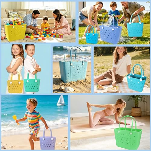 CLLTIV Rubber Beach Bag, Waterproof Travel Bags Washable Open Tote Bags for Beach（Small&Medium&Large& XL Beach Tote）