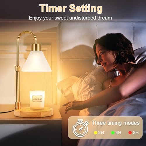 tudepz Candle Warmer Lamp with Timer & 3 Bulbs, Dimmable Electric Candlelight Adjustable Height and Brightness Candle Wax ...