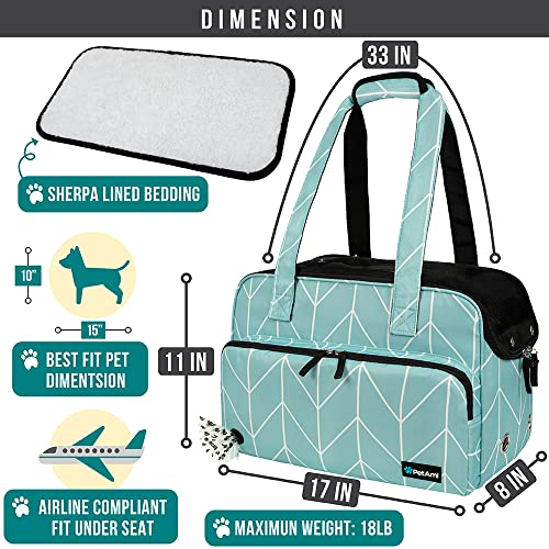PetAmi Small Dog Purse Carrier, Soft-Sided Pet Carrier Bag with Pockets, Portable Puppy Cat Travel Handbag Tote, Airline A...