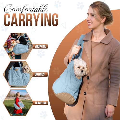 NoblePup Plush Dog Purse Carrier for Small Dogs, Soft Dog Tote Bag with Safety Harness Clip, Cozy Pet Carrier for Dogs Und...