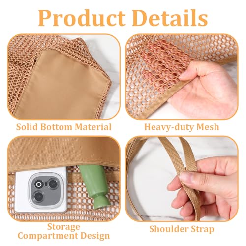 Yuomeaz Mesh Beach Bag, Beach Tote Bag for Women, Summer Travel Sandproof Woven Shoulder Handbag for Swimming