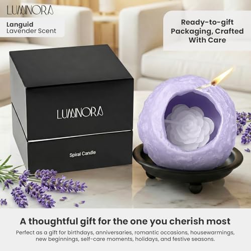 LUMINORA Spiral Scented Candle for Women & Men | Hand-Crafted Decorative Soy Wax Candle | Decor Wick Flower | Unique Twist...