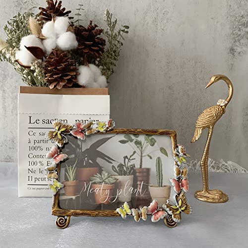 Tricune Floral Picture Frame Display Photo 4x6 Photo Frame Made of Metal and High Definition Glass for Table Top Display H...
