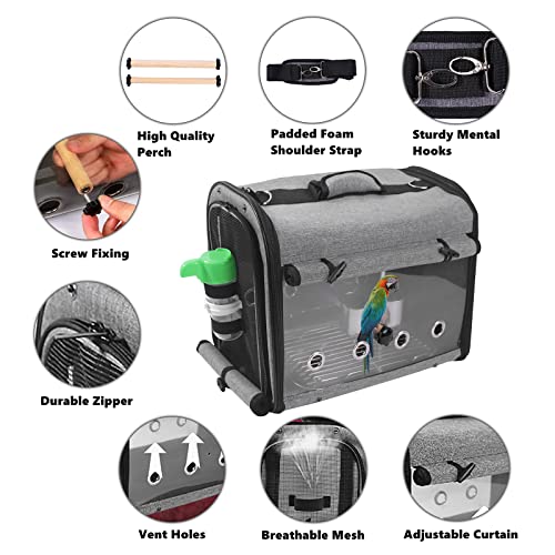 SUERTREE Bird Carrier Bag with Stand, Lightweight Backpack for Parrot, Portable Cockatiel Travel Cage with Accessories, Pe...