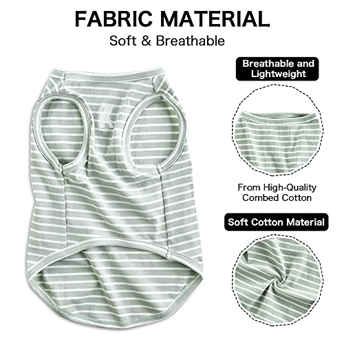 Koneseve Dog Shirt Vest Lightweight Stretchy Dog T-Shirts Soft Cool Sleeveless Stripe Vests Breathable Clothes for Puppy K...