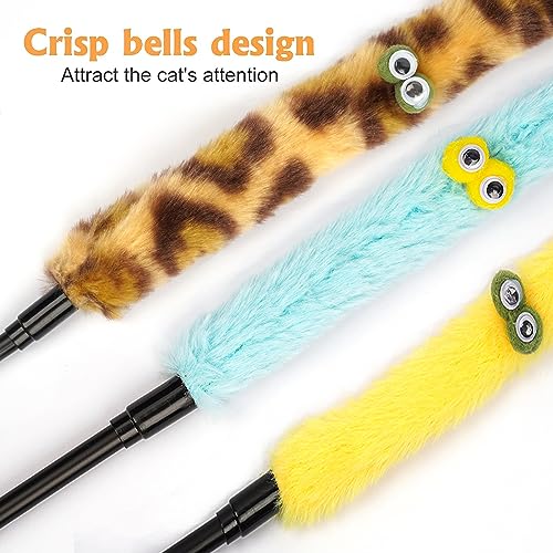 AZOFFYIU Cat Toys for Indoor Toys,Rainbow Cat Wand Toys,Feather Flips Plush Ball Cat Toys,Interactive Feather Toy for Teas...