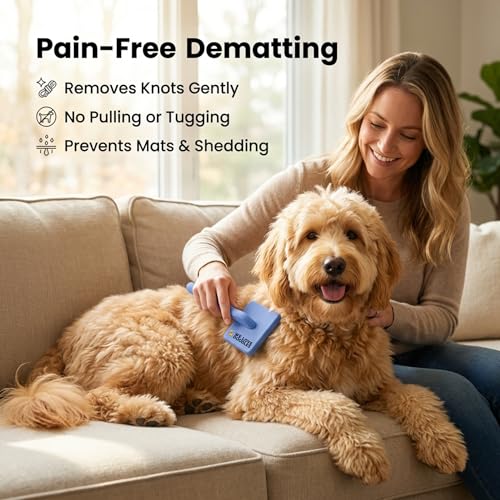 Slicker Brush for Dogs, Dog Grooming Supplies - Best Doodle & Poodle Brush for Haired Dogs - Goldendoodle Pin Detangler fo...