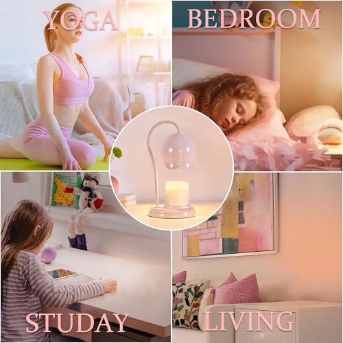 Candle Warmer Lamp Pink, Dimmable Scented Wax Melt Warmer with Timer, Lamp Candle Warmer for Womens Gifts, Housewarming Gi...