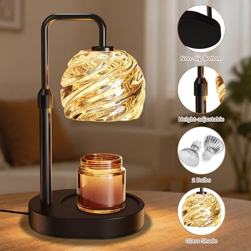 WarmEmbrace Candle Warmer Lamp with Timer for Jar Candles - Dimmable, Height and Brightness Adjustable Electric Wax Warmer...