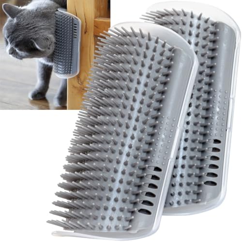Miwoowim Extended (6.1") 2 Pack Self Grooming Cat Brush - Wall Corner Scratcher with Massage Combs for Long and Short Fur ...