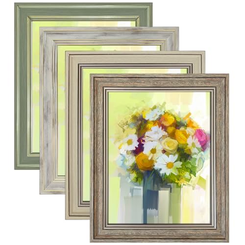 LUCKYLIFE 8x10 Picture Frame Set of 4, Rustic Farmhouse Picture Frames for Table or Wall Hanging