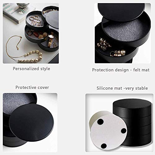 TIMESETL Jewelry Organizer, Small Jewelry Storage Box Earring Holder for Women, 4-Layer Rotating Travel Jewelry Tray Case ...