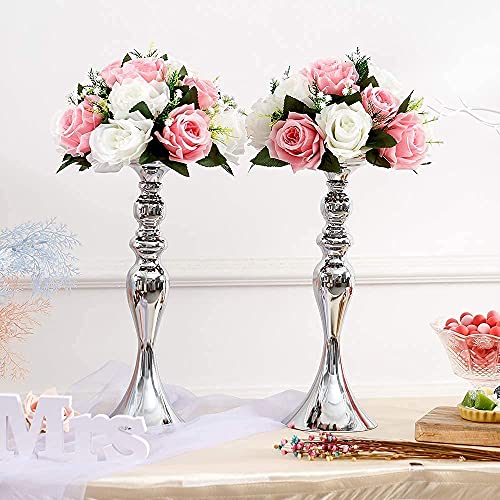 Sziqiqi Pack of 10 Fake Flowers, Silk Rose Flowers, Suit for Wedding/Party Centerpiece Road Lead Flower Rack Decorations, ...