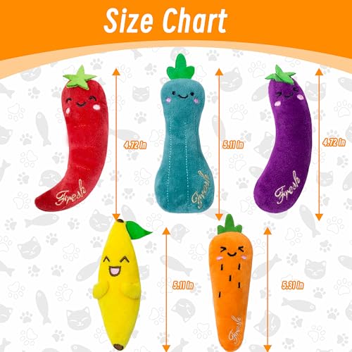 Seyezo Catnip Toys for Indoor Cats, 5 Pack Cat Toys for Cats, Fluffy Catnip Toys for Chewing Playing, Interactive Kitten T...