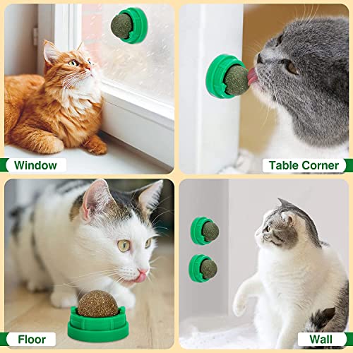SINROBO 3 Pack Catnip Balls, Catnip Ball for Cats Wall, Edible Kitty Toys for Cats Lick, Safe Healthy Kitten Chew Toys, Te...