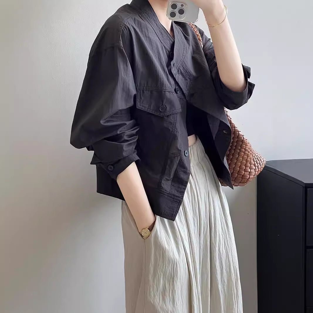 Autumn New Korean Version Loose Cardigan Short Thin Breathable Top