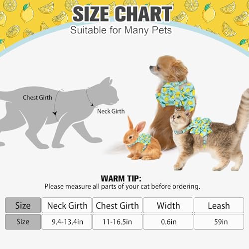 PAWCHIE Cat Harness and Leash Set with Bow Knot,Cats Escape Proof - Adjustable Daisy Floral Kitten Harness Soft Outdoor Wa...
