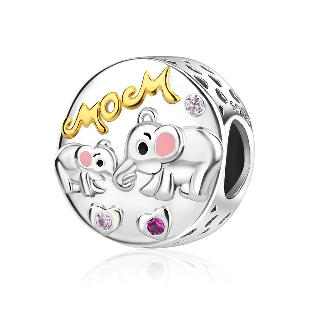 Silver-plated DIY Motherly Love Auspicious Elephant Bead Bracelet Accessories
