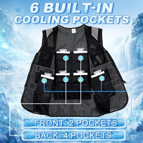 Chicingyou Cooling Vest with 8 Ice Packs, Summer Reflective Safety Vest for Adult, Hot Weather, Sports, Outdoor Activities